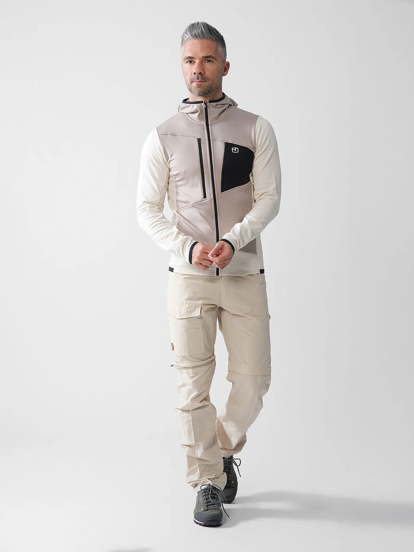ORTOVOX | Herren Fleecejacke Grid Hoodie | beige